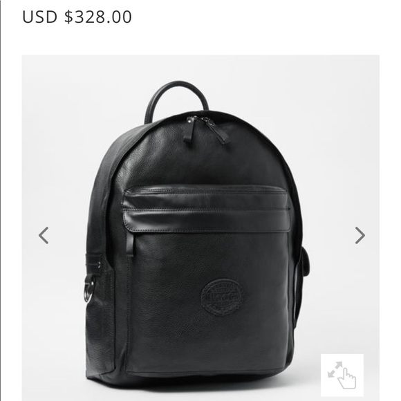 roots black leather backpack